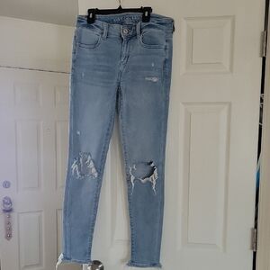 American Eagle Outfitters Light Blue Ripped Skinny Jeans